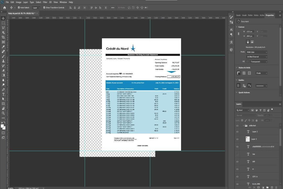 Modèle Word et PDF de relevé de compte entreprise Crédit du Nord template Modèle Word et PDF de relevé de compte entreprise Crédit du Nord template
